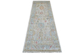 Handwoven Ushak Oriental rug, 234x84 cm, Ziegler/Kazak style by Orientmattor, detailed woven pattern in natural tones.