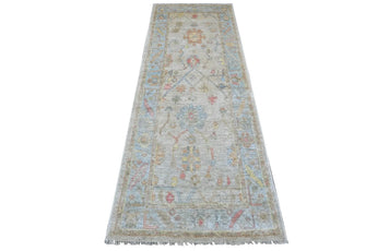 Handwoven Ushak Oriental rug, 234x84 cm, Ziegler/Kazak style by Orientmattor, detailed woven pattern in natural tones.