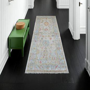 Handknuten Ushak Oriental rug, Ziegler/Kazak style, 234x84 cm, woven by Orientmattor, featuring intricate traditional patterns.