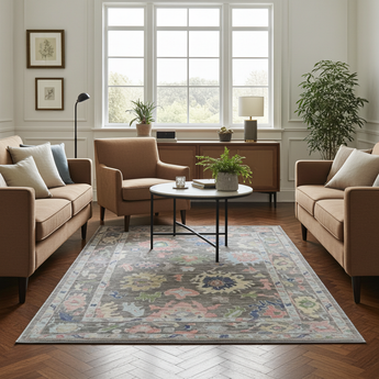 Handknuten Ushak Oriental rug by Orientmattor, Ziegler/Kazak style, 264x185 cm, showcasing intricate patterns and rich colors.