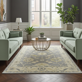 Handknuten Ushak Oriental rug by Orientmattor, Ziegler/Kazak style, 299x251 cm, detailed traditional design on woven fabric.