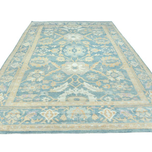 Handwoven Ushak Oriental rug in Ziegler/Kazak style, 374x274 cm, featuring intricate patterns and rich colors.