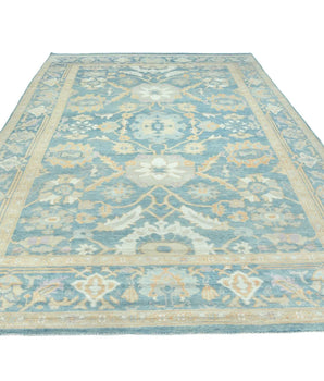 Handwoven Ushak Oriental rug in Ziegler/Kazak style, 374x274 cm, featuring intricate patterns and rich colors.