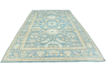 Handwoven Ushak Oriental rug in Ziegler/Kazak style, 374x274 cm, featuring intricate patterns and rich colors.
