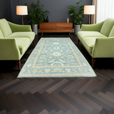 Handwoven Ushak Oriental rug by Orientmattor, Ziegler/Kazak style, 374x274 cm, intricate traditional design.