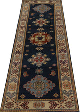 Kazak-Super 64579 Ziegler/Kazak rug by Orientmattor with intricate geometric patterns and vibrant colors on a woven surface.