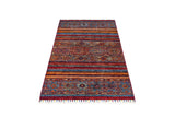 Khorjin 64865 Ziegler/Kazak rug by Orientmattor featuring intricate geometric patterns and rich earthy tones.
