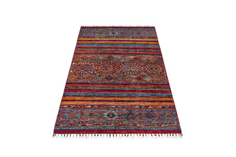 Khorjin 64865 Ziegler/Kazak rug by Orientmattor featuring intricate geometric patterns and rich earthy tones.
