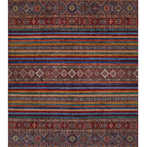 Colorful Ziegler/Kazak Khorjin 64873 rug by Orientmattor with intricate geometric patterns and vibrant traditional design.