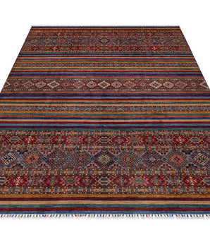 Traditional Khorjin Ziegler/Kazak rug by Orientmattor featuring intricate geometric patterns in warm earthy tones.