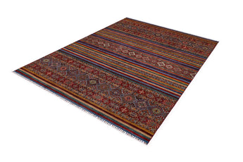 Khorjin 64873 Ziegler/Kazak rug by Orientmattor, featuring intricate geometric patterns in warm earthy tones.