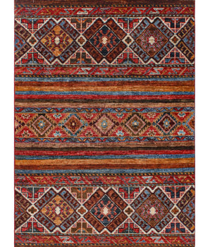 Khorjin 65008 Ziegler/Kazak rug by Orientmattor, featuring traditional geometric patterns in rich colors on a woven textile background.