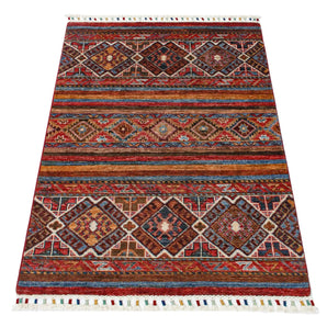 Khorjin 65008 Ziegler/Kazak rug by Orientmattor, detailed woven pattern in warm colors, traditional tribal textile design