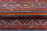 Traditional Khorjin Ziegler/Kazak rug by Orientmattor, featuring intricate geometric patterns in rich earthy tones.
