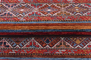 Traditional Khorjin Ziegler/Kazak rug by Orientmattor, featuring intricate geometric patterns in rich earthy tones.